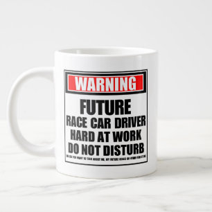 Warning Future Race Car Driver Hard At Work Large Coffee Mug