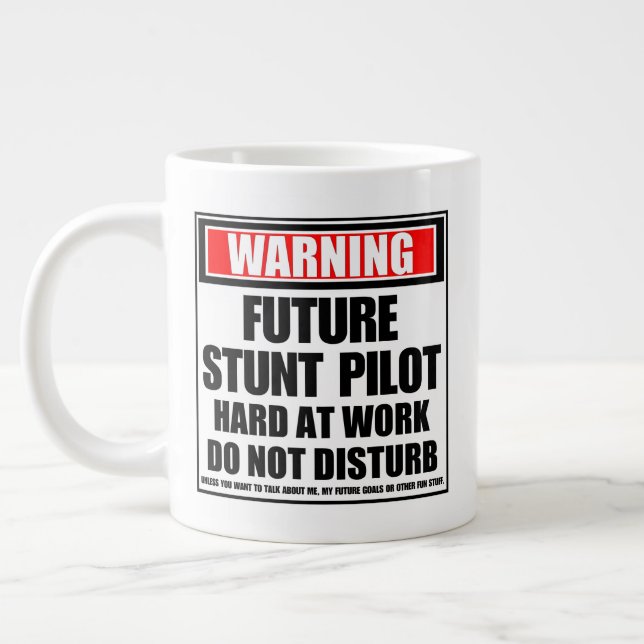 Warning Future Stunt Pilot Hard At Work Large Coffee Mug (Left)