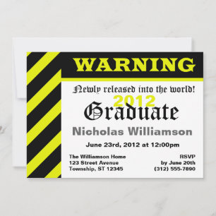 WARNING: Graduate - Party Invitations