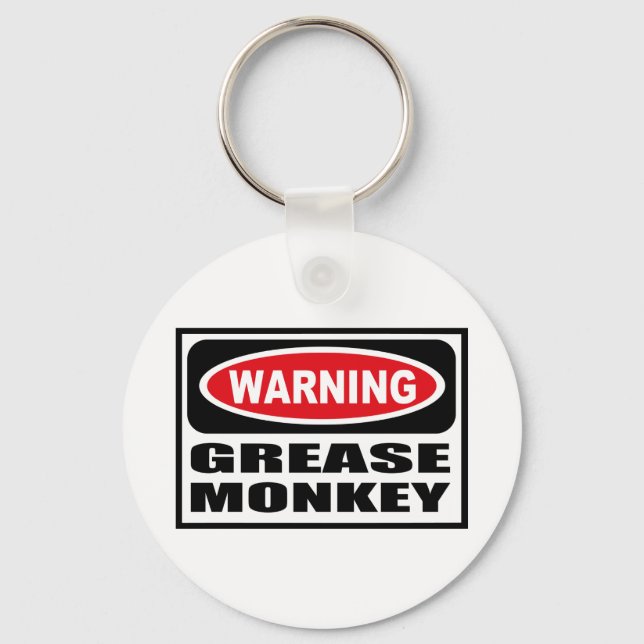 Warning GREASE MONKEY Key Chain (Front)