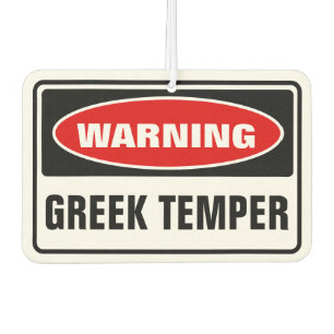 Warning Greek Temper Car Air Freshener
