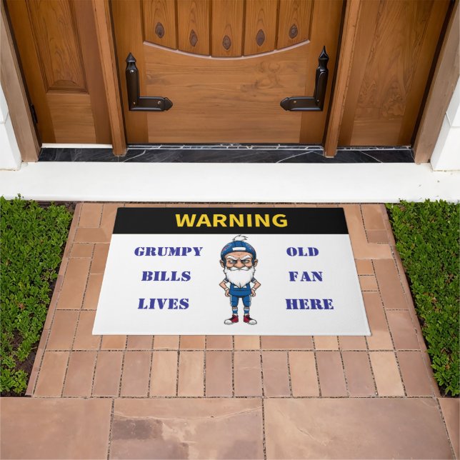 Warning Grumpy Old Bills Fan Lives Here Doormat (Outdoor)