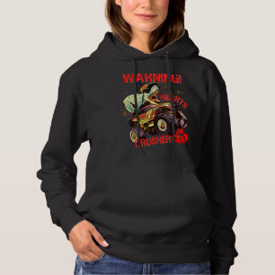 Warning Hearts Crusher T Rex Dinosaur Riding Monst Hoodie