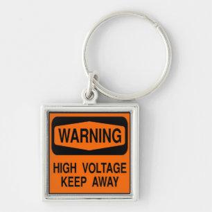 warning high voltage key ring