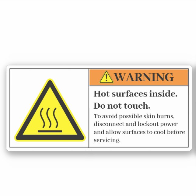 Warning Hot Surface Inside Label B604 (Front)