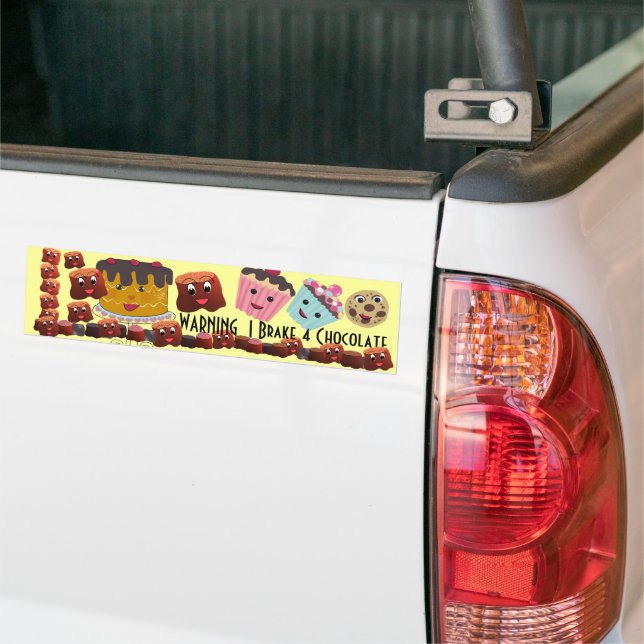 WARNING I brake FOR Chocolate Chibi - Bumper Sticker (On Truck)
