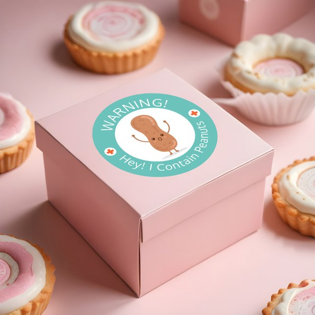 Warning I Contain Peanuts! Peanut Allergy Food Classic Round Sticker (Warning I Contain Peanuts! Peanut Allergy Food Classic Round Sticker)