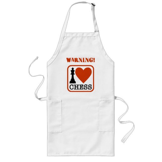 Warning! I love chess Long Apron (Front)