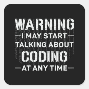 Warning I May Start Coding Medical Coder Hospital Square Sticker
