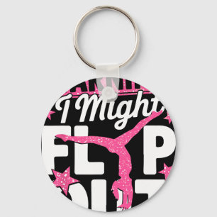 Warning I Might Flip Out Cheer Girl Cheerleading C Key Ring