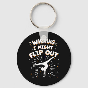 Warning I Might Flip Out Cheer Girl Cheerleading C Key Ring