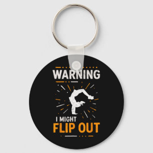 Warning I Might Flip Out Cheer Girl Cheerleading C Key Ring