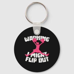 Warning I Might Flip Out Cheerleading Funny Cheerl Key Ring