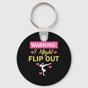 Warning I Might Flip Out Funny Gymnast Cheerleadin Key Ring