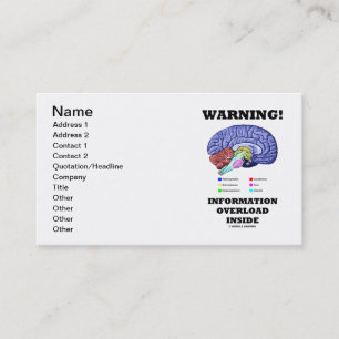 Warning! Information Overload Inside (Brain Humour Business Card
