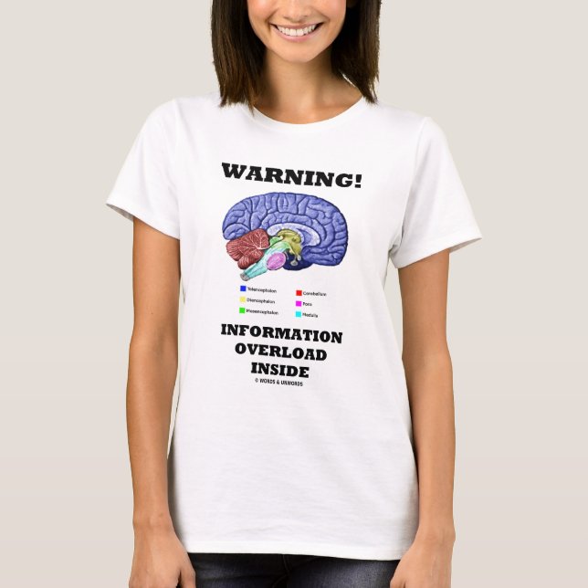 Warning! Information Overload Inside (Brain Humour T-Shirt (Front)