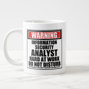 Warning Information Security Analyst Hard At Work Large Coffee Mug