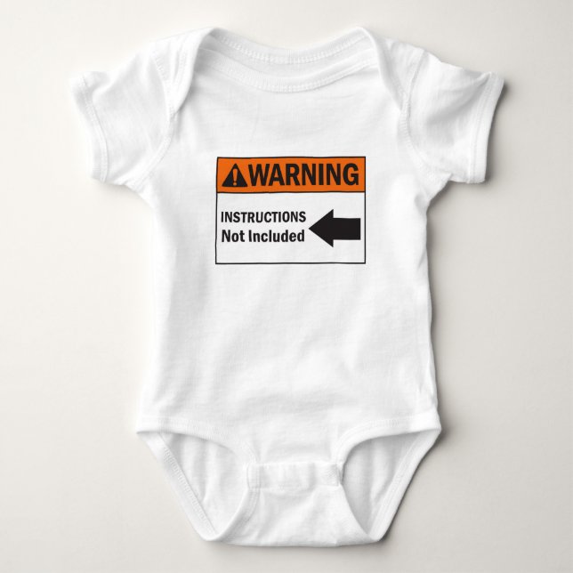 Warning Instructions not Included Funny Baby Quote Bodysuit (Front)