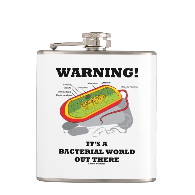 Warning! It's A Bacterial World Out There Hip Flask (Front)