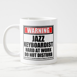 Warning Jazz Keyboardist Hard At Work Large Coffee Mug