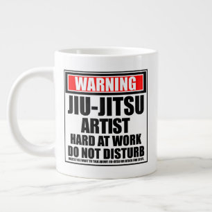 Warning Jiu-Jitsu Artist Hard At Work Large Coffee Mug