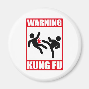 warning kung fu magnet