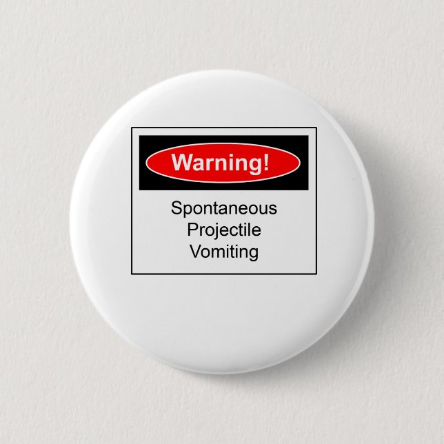 Warning Label 6 Cm Round Badge (Front)