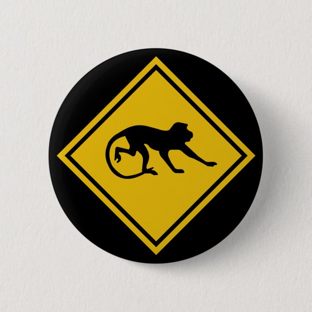 Warning Macaques, Traffic Sign, Malaysia 6 Cm Round Badge (Front)
