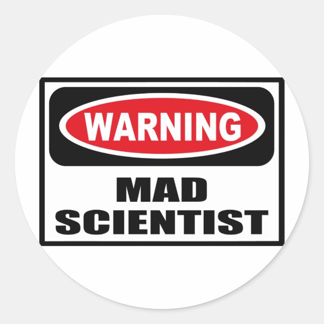 Warning MAD SCIENTIST Sticker (Front)