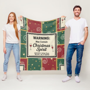 Warning May Contain Christmas Spirit Holiday Fleece Blanket