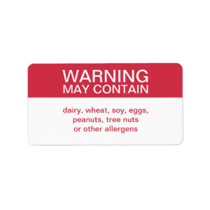 Warning May Contain Customised Ingredients Label