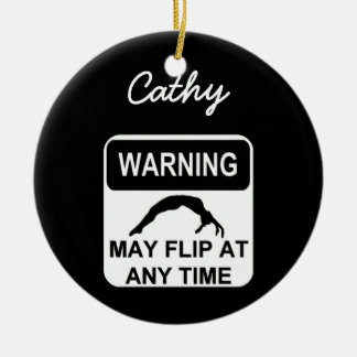 Warning may flip gymnast ornament