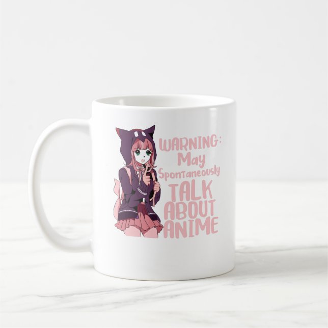 Warning May Spontaneously Talk About Anime Coffee Mug (Left)