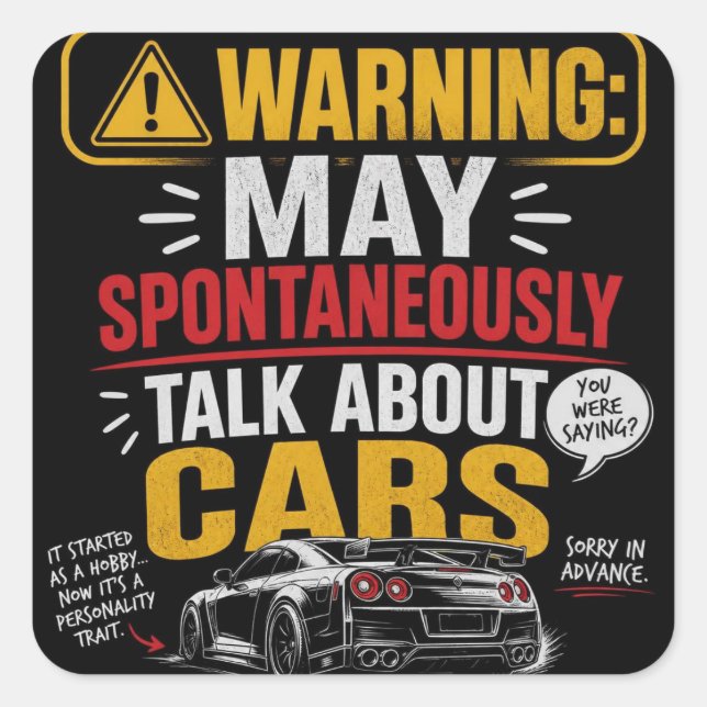 Warning May Spontaneously Talk About  Square Sticker (Front)