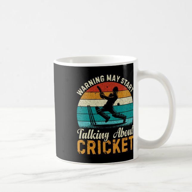 Warning May Start Taking About Cricket Funny Sport Coffee Mug (Right)