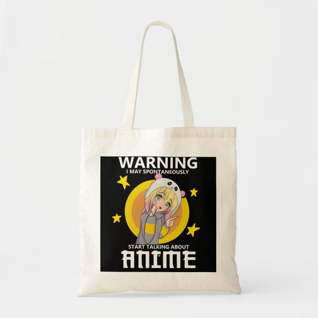 warning may start talking about anime tote bag (Front)