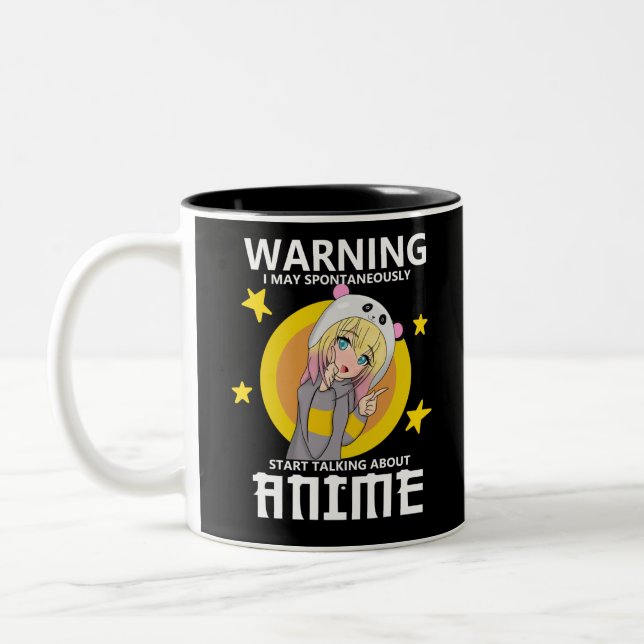 warning may start talking about anime Two-Tone coffee mug (Left)