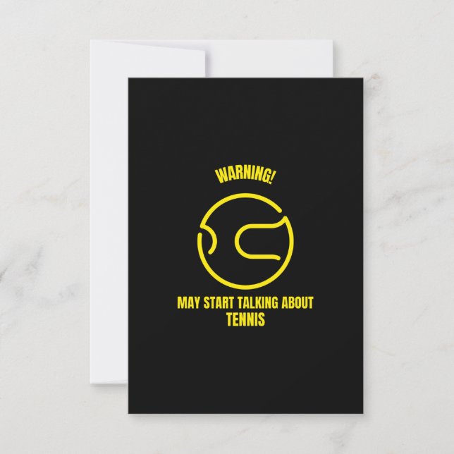 Warning may start talking about tennis funny sport thank you card (Front)