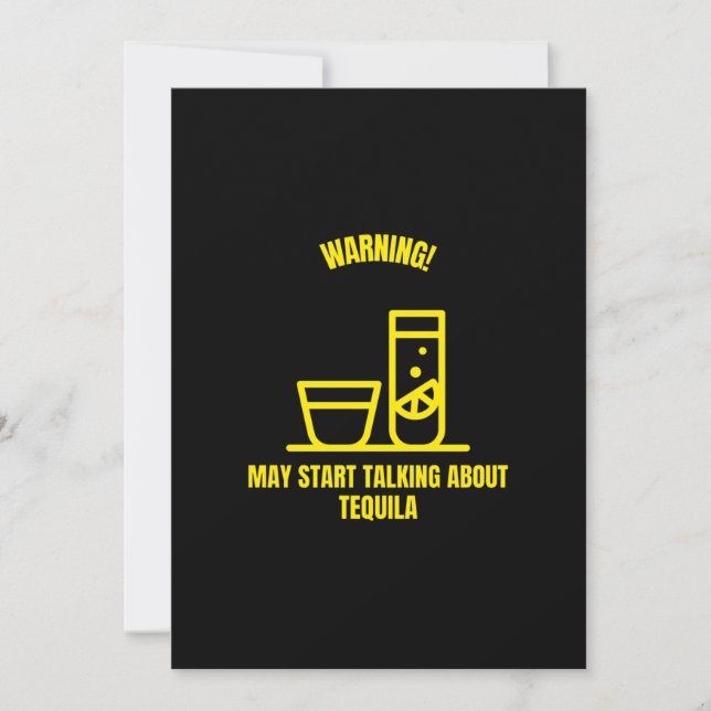 Warning may start talking about tequila funny drin thank you card (Front)