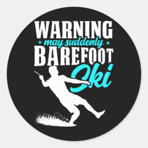 Warning May Suddenly Refoot Ski Humourous Skier Classic Round Sticker