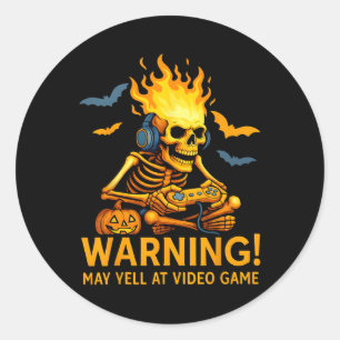 Warning May Yell At Video Games Classic Round Sticker