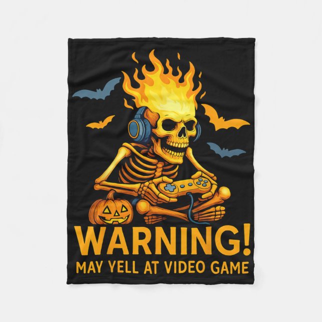 Warning May Yell At Video Games  Fleece Blanket (Front)