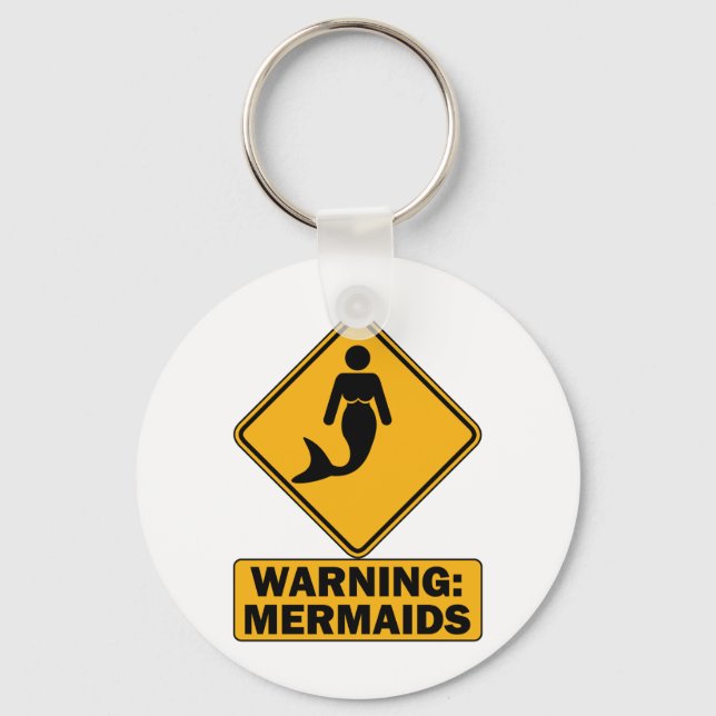 Warning: Mermaids Key Ring (Front)