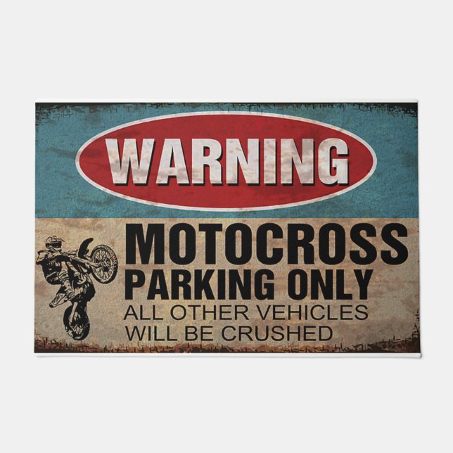 Warning Motorcross Parking Only Doormat (Front)