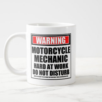 Warning Motorcycle Mechanic Hard At Work Large Coffee Mug