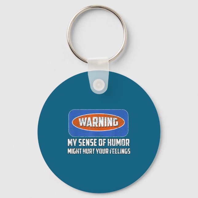 Warning My Sense Of Humor Funny Quote Retro Shirt  Key Ring (Front)