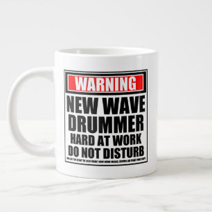 Warning New Wave Drummer Hard At Work Large Coffee Mug