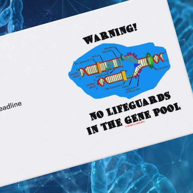 Warning! No Lifeguards In The Gene Pool Business Card (Business card featuring DNA replication & funny gene pool/genetics advice saying)