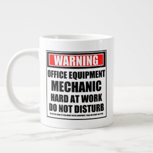 Warning Office Equipment Mechanic Hard At Work Large Coffee Mug