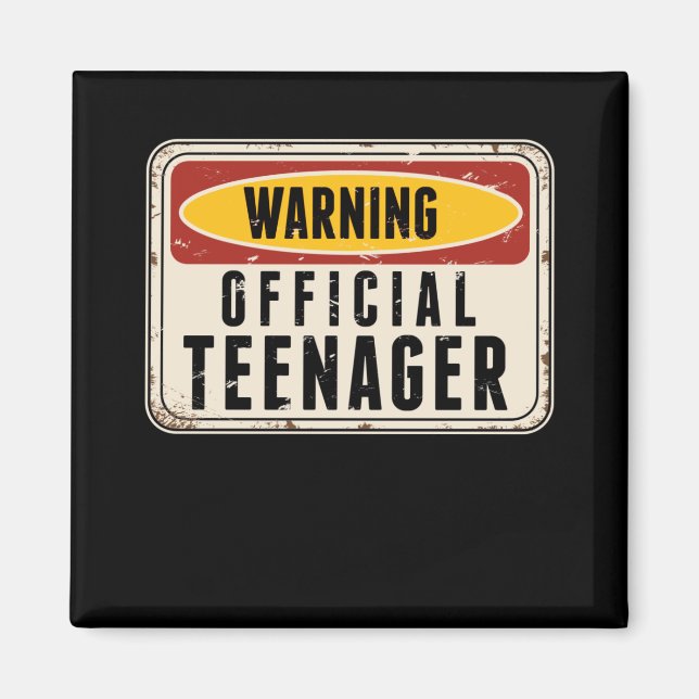 Warning Official Teenager Boys Girls 13th Birthday Magnet (Front)